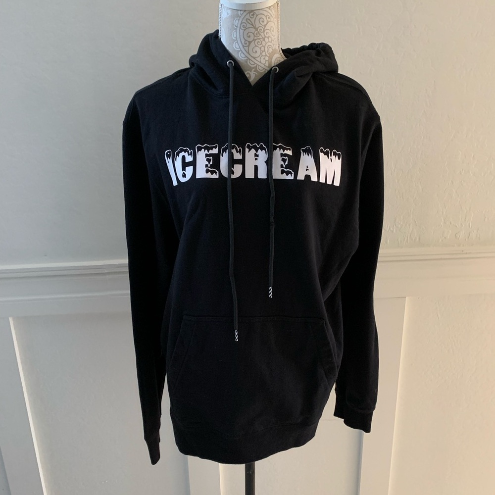 ICECREAM Black College Applique Hoodie Size L